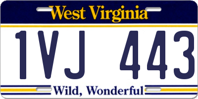 WV license plate 1VJ443