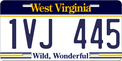 WV license plate 1VJ445