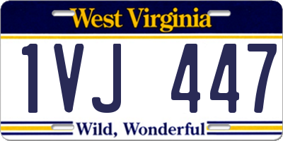 WV license plate 1VJ447