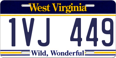 WV license plate 1VJ449