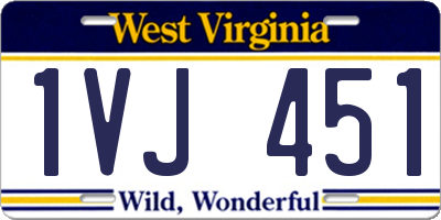 WV license plate 1VJ451