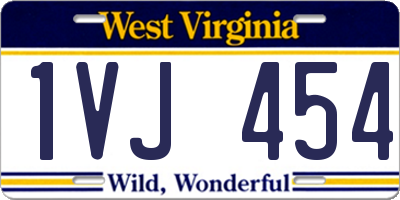 WV license plate 1VJ454