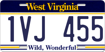 WV license plate 1VJ455