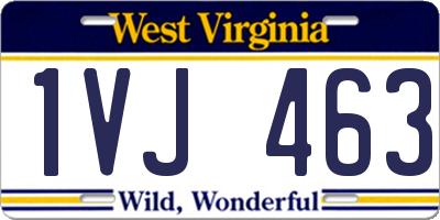 WV license plate 1VJ463