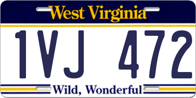WV license plate 1VJ472