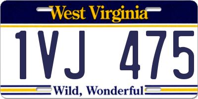 WV license plate 1VJ475
