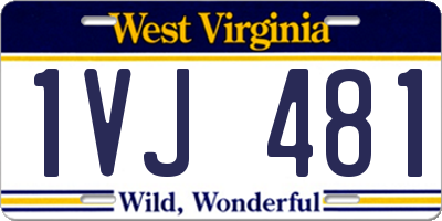 WV license plate 1VJ481