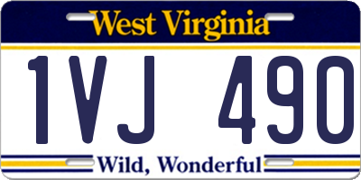 WV license plate 1VJ490