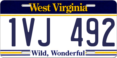 WV license plate 1VJ492