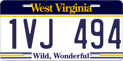 WV license plate 1VJ494