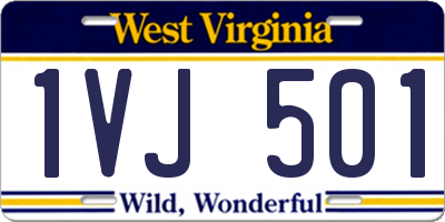 WV license plate 1VJ501