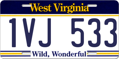 WV license plate 1VJ533