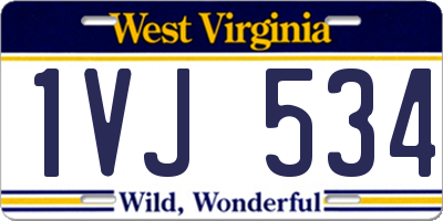 WV license plate 1VJ534