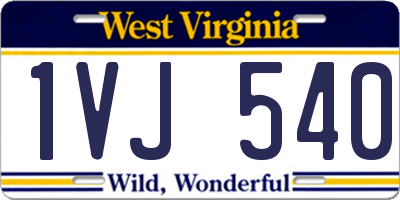 WV license plate 1VJ540