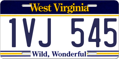 WV license plate 1VJ545