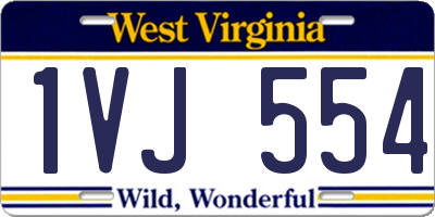 WV license plate 1VJ554