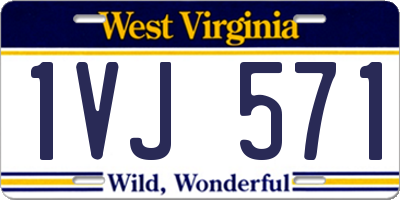 WV license plate 1VJ571