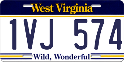 WV license plate 1VJ574