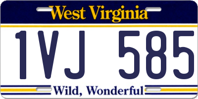 WV license plate 1VJ585