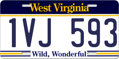 WV license plate 1VJ593