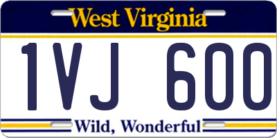 WV license plate 1VJ600