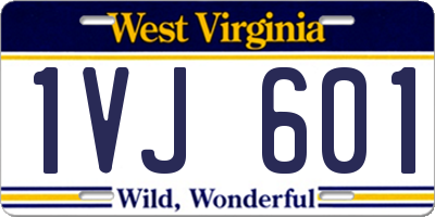 WV license plate 1VJ601