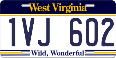 WV license plate 1VJ602