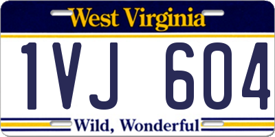 WV license plate 1VJ604