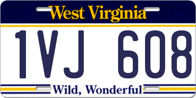 WV license plate 1VJ608