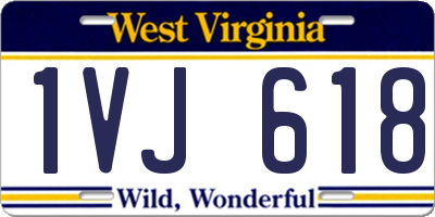 WV license plate 1VJ618