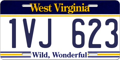 WV license plate 1VJ623
