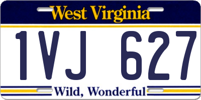 WV license plate 1VJ627