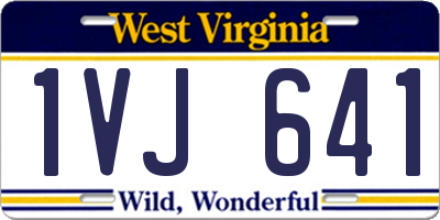 WV license plate 1VJ641