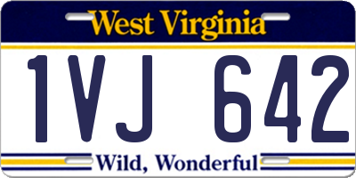 WV license plate 1VJ642