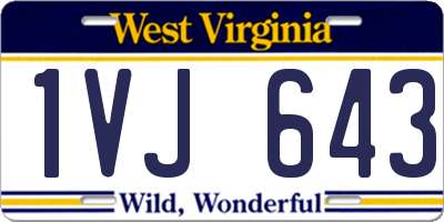WV license plate 1VJ643