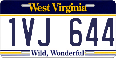 WV license plate 1VJ644