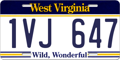 WV license plate 1VJ647
