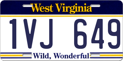 WV license plate 1VJ649