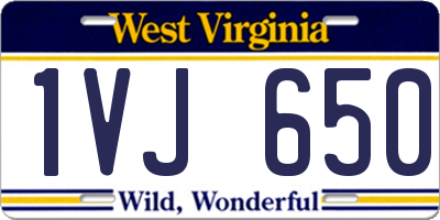 WV license plate 1VJ650