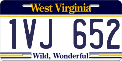 WV license plate 1VJ652