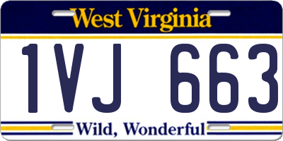 WV license plate 1VJ663