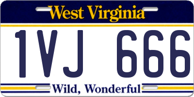 WV license plate 1VJ666