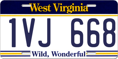 WV license plate 1VJ668