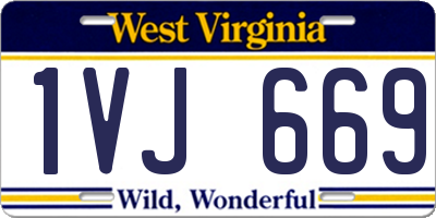 WV license plate 1VJ669