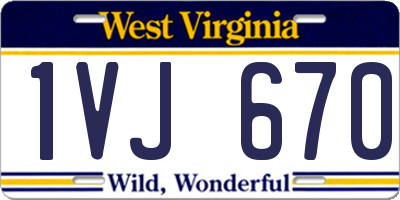 WV license plate 1VJ670
