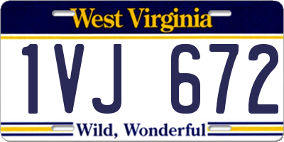 WV license plate 1VJ672