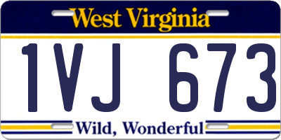WV license plate 1VJ673