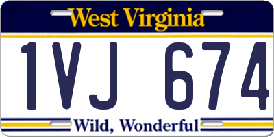 WV license plate 1VJ674