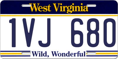 WV license plate 1VJ680