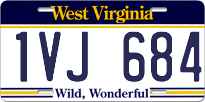 WV license plate 1VJ684